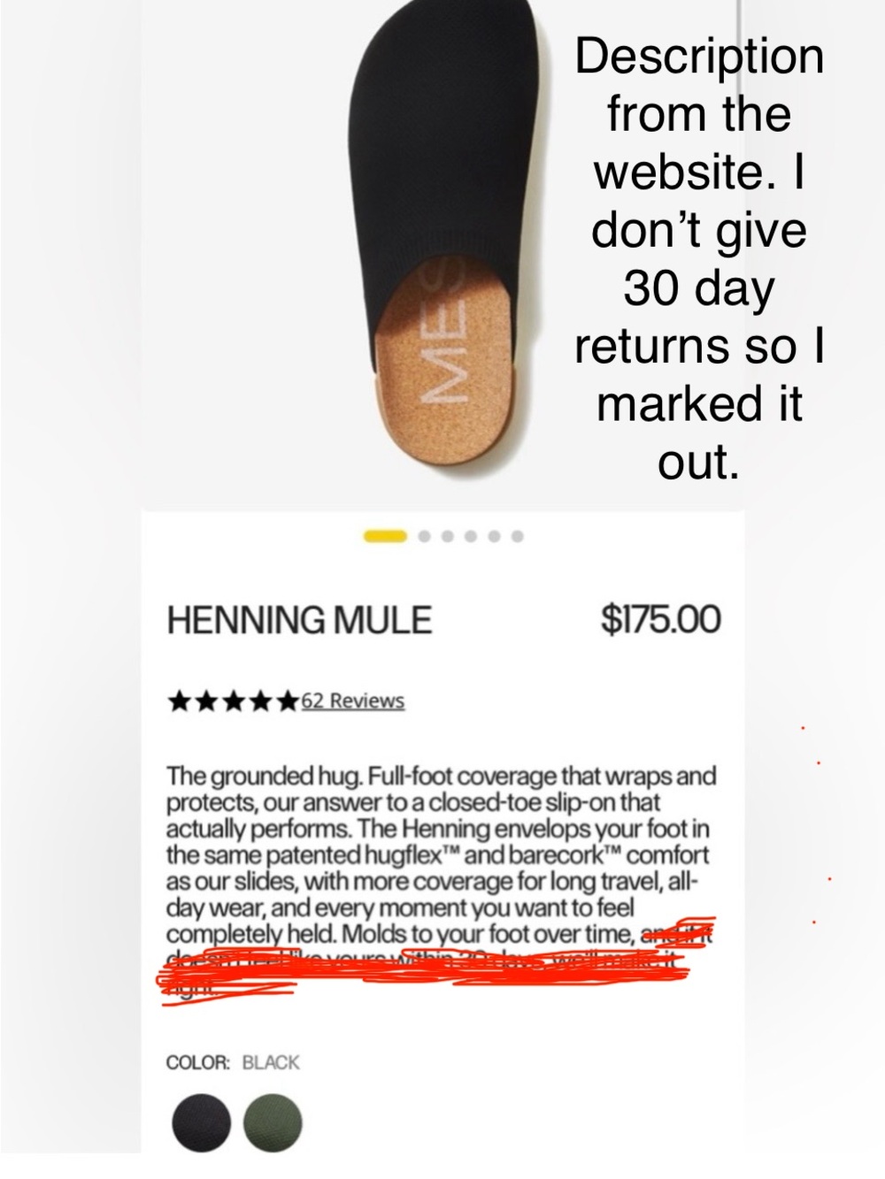 MESSAGE Henning Classic Black Slip On Mule Shoes Sz 37 US 6.5-7 - Picture 8 of 15